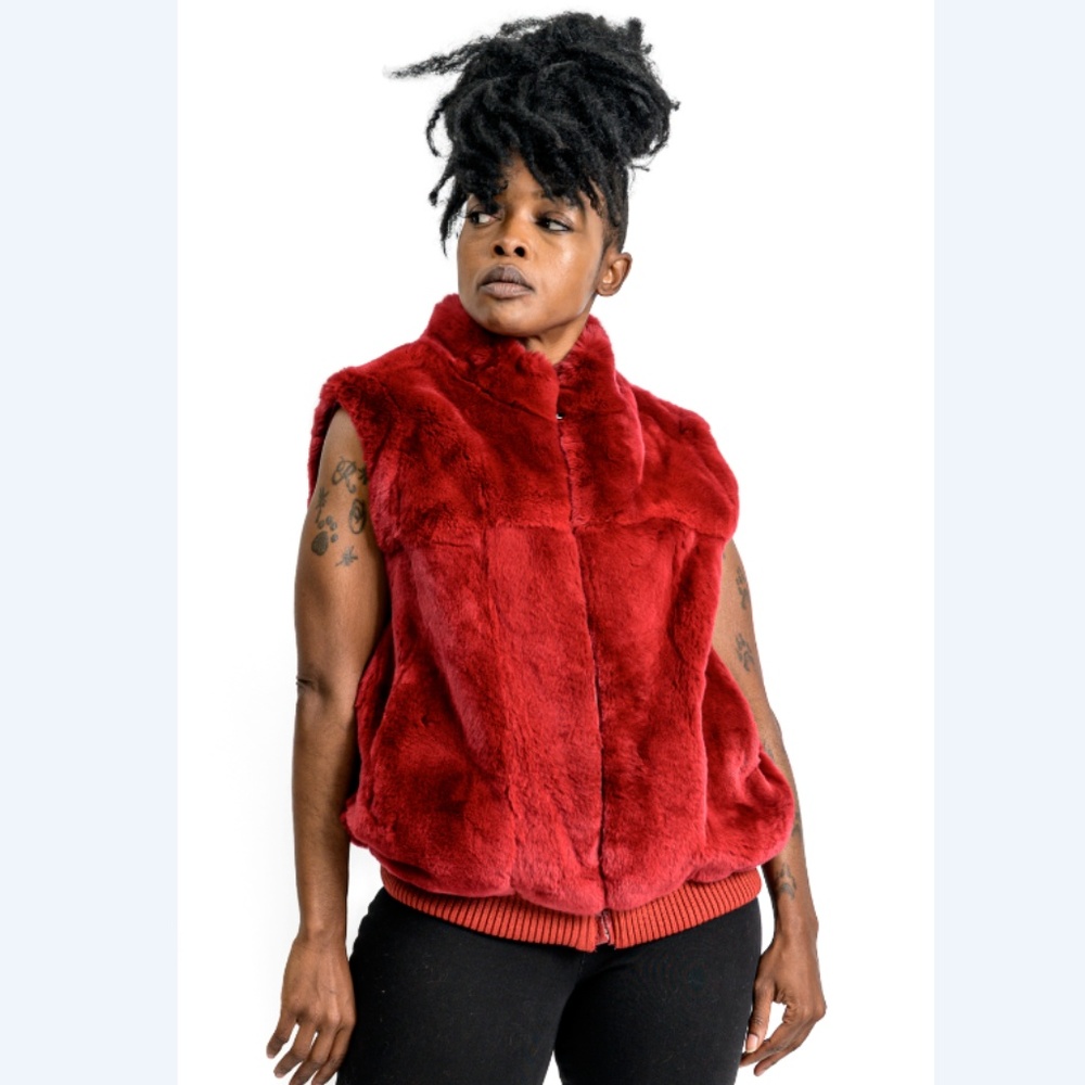 Rex Rabbit Fur Jacket; Converts to Vest - Picture 3 of 4